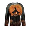 Women's Long Sleeve Knit Cardigan with Halloween Print Button Front for Holiday Party