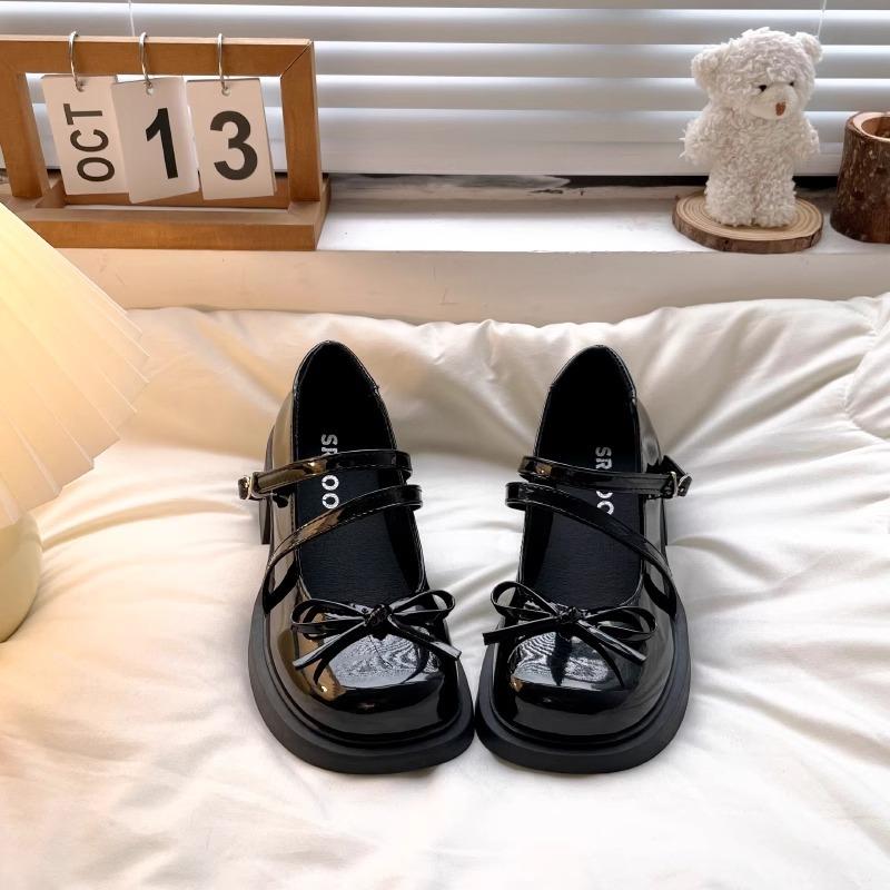 

Silver round head retro small leather shoes women s shoes summer new fashionable versatile muffin platform jk French Mary Jane shoes 40 чёрный