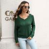 Women S Twisted Off Shoulder V Neck Loose Long Sleeve Knit Sweater