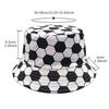 1pc Sunscreen Bucket Hat Football Print Fisherman Hat Double Sides Flat Top Panama Caps for Men Women Reversible Outdoor Sun Hat