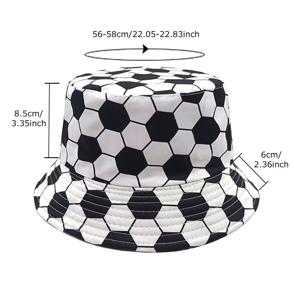 1pc Sunscreen Bucket Hat Football Print Fisherman Hat Double Sides Flat Top Panama Caps for Men Women Reversible Outdoor Sun Hat