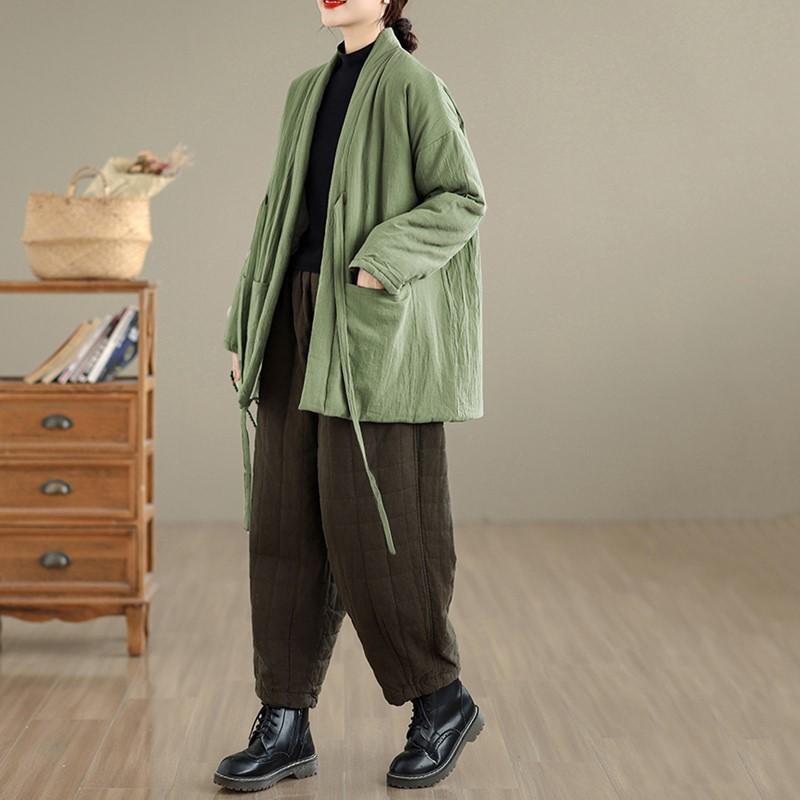 Autumn Spring Winter Cotton Padded Oversized Vintage Outerwears Women Casual Loose Jacket Coat