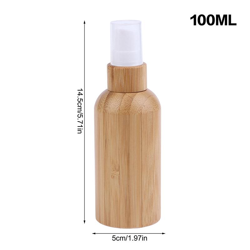 10–100ml Refillable Bamboo Lotion Bottle – Press-Type Container for Cream, Gel, Moisturizer, and Liquid Cosmetics