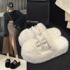 Women's Korean Thick-Soled 7cm Fur Slippers - Warm, Comfortable Flat Home Shoes