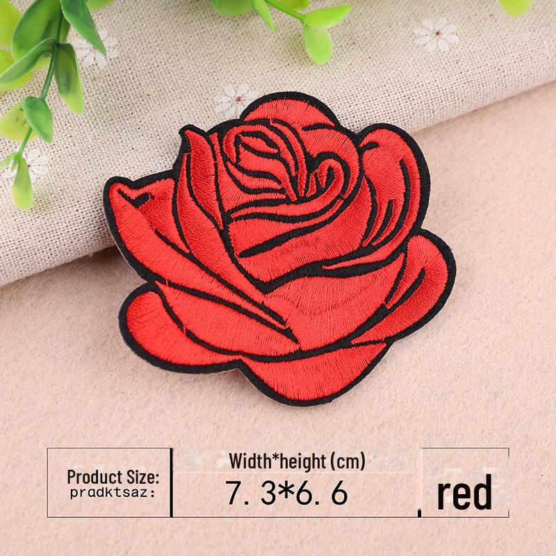 

Вышитая нашивка в виде 9-цветной розы Yixiu - аппликация для украшения одежды. ярко-красный