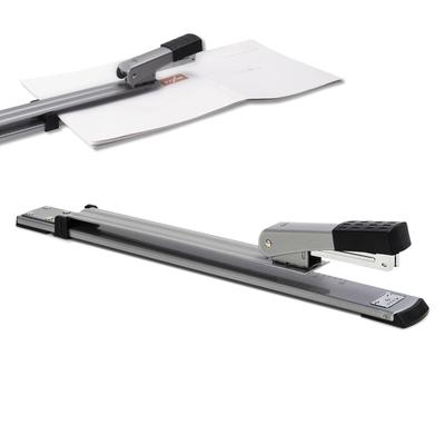 Deli Long Arm Stapler, Saddle Stitch/Flat Stitch Compatible, Maximum 25 Sheets, Labor-Saving Design, Metal Body (Silver)