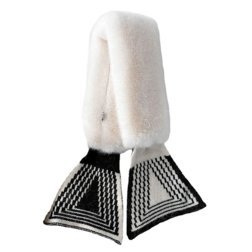 Faux Rabbit Fur Neck Scarf Thicken Plush Scarf Cute Neck Warmer  Cold Weather
