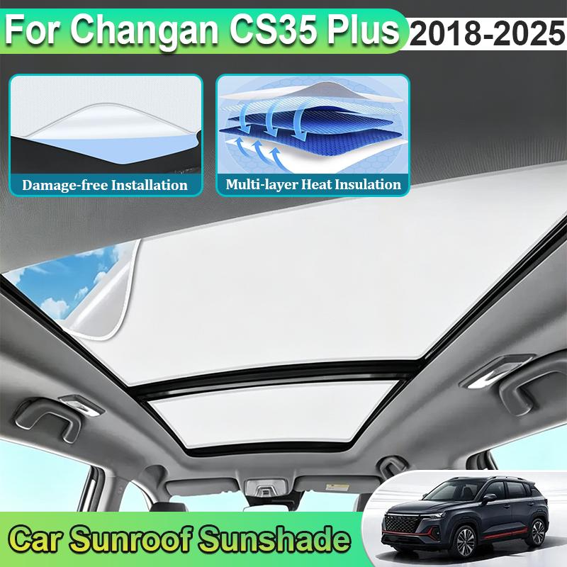 Car Sunroof Sunshades For Changan CS35 Plus 2023 Accessories 2018-2025 Electrostatic Sticker Sun Protection Full Blackout Cover