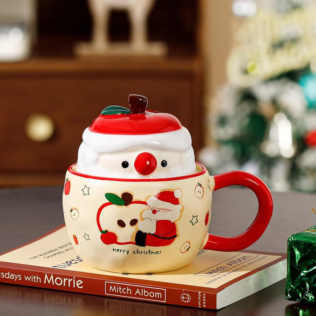 Creative Christmas High-value Apple Mug Cute Boys and Girls Ceramic Mug Couple Gift Milk Water Cup