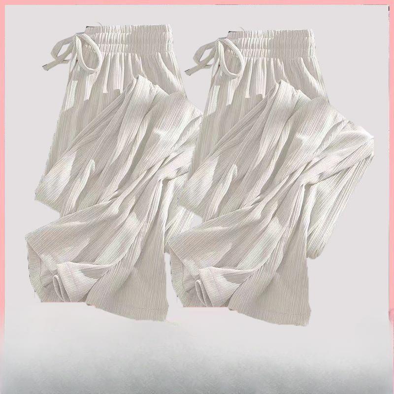 Summer Ice Silk Wide Leg Pants High Waist Thin Casual Trousers Women Loose Floor Length Pants