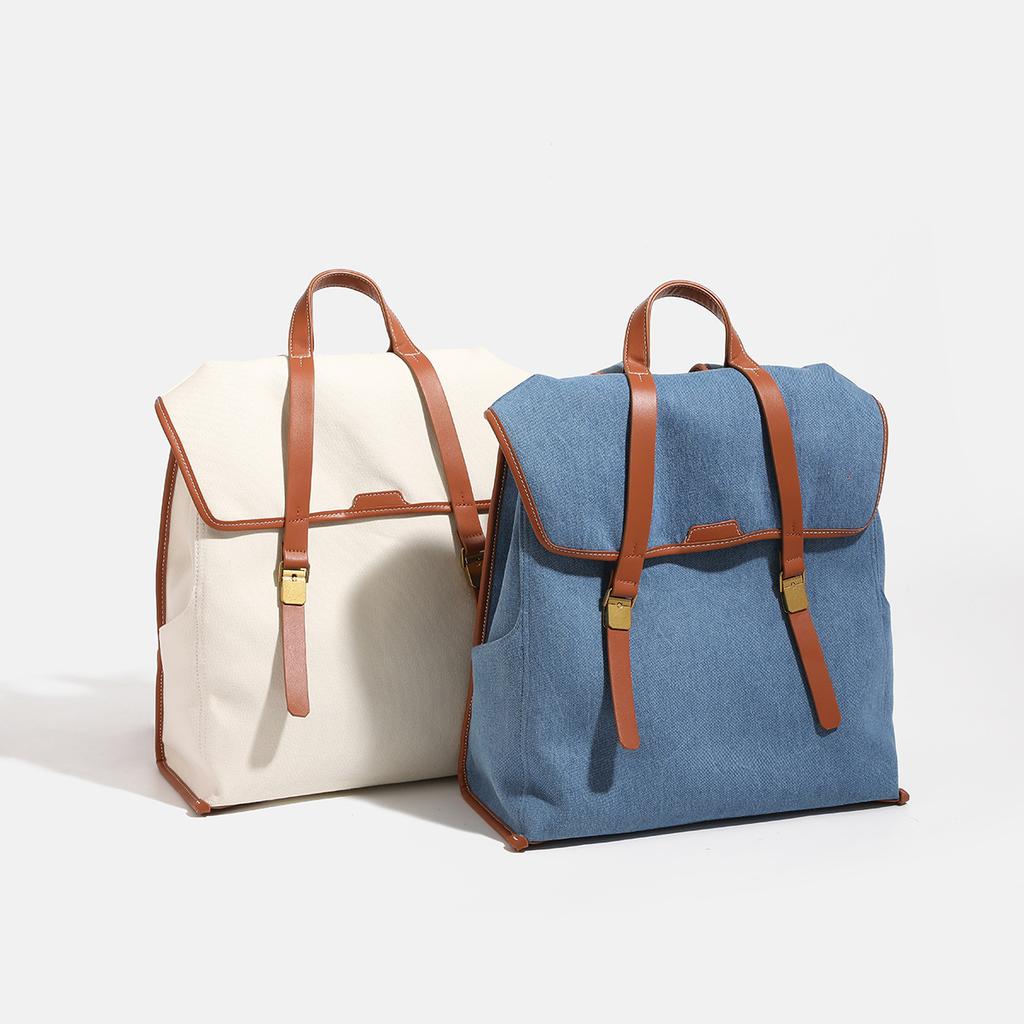 2025 Summer New Niche Handheld Fashion Commuter Large Capacity Backpack Denim Canvas Briefcase Laptop Bag