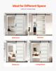 Sliding Barn Door, 1067 x 2134mm, High-Strength MDF Panel and Glass, Barn Door with Hardware Kit, Water-Proof PVC Surface, Easy to Install, H-Frame,
