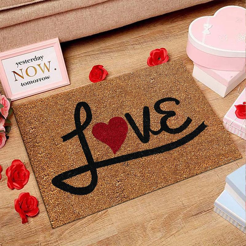 American Valentine's Day Series Crystal Velvet Carpet Love Door Mat Festive Holiday Home Decoration Mat Gift Wedding Mat