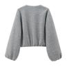 Oberbekleidung Cropped Bomberjacke Damen Herbst Langarm Kunstwolle Mäntel für Damen Winter Reißverschluss Grau Beige Kurzmäntel