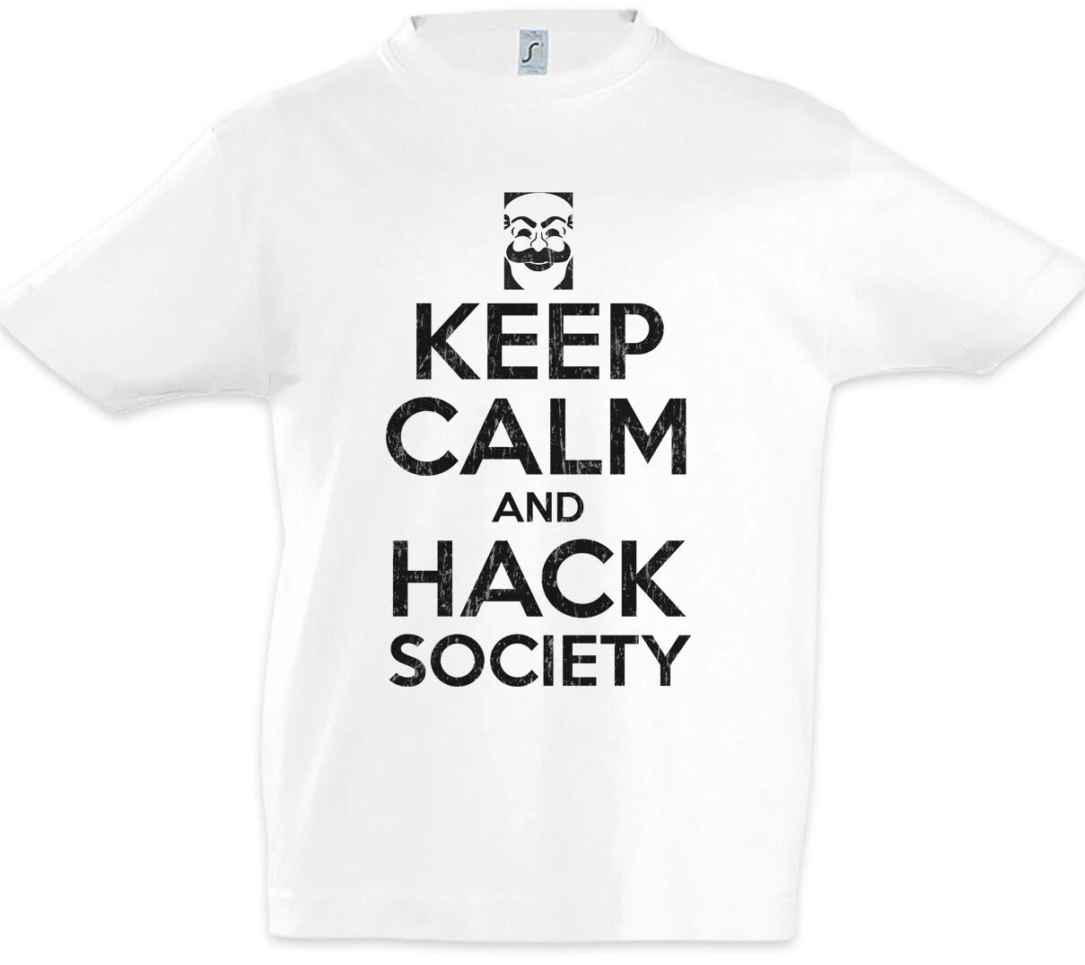 Keep Calm And Hack Society Kids Boys kids boys T-Shirt Mr. Nerd Robot Hacker Fun 150