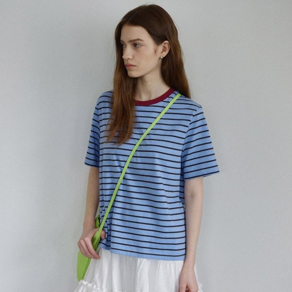 

On On Neck Color STripe T shirT New6me420 BLUE STRIPE/S_01