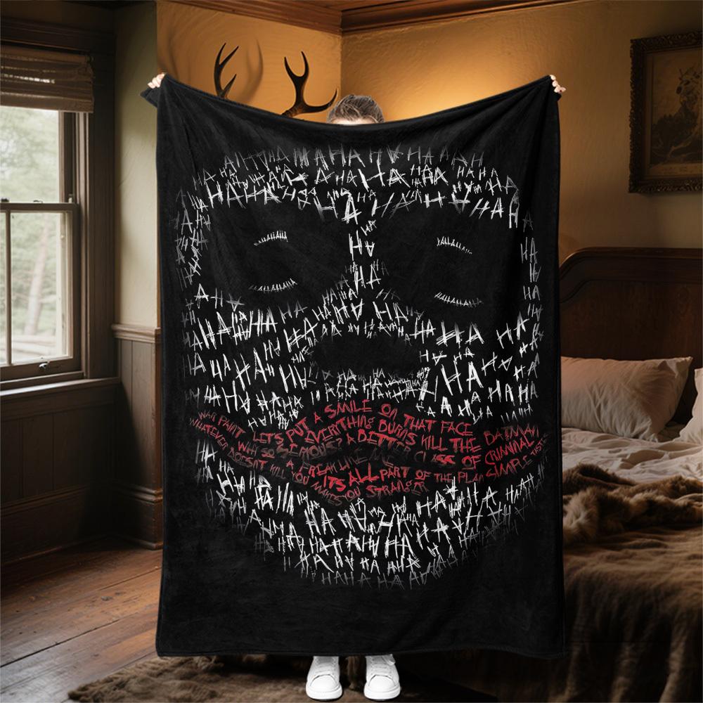 1pc Joker Theme Design Flannel Blanket - 3D Printed Soft Warm, All-Season Lightweight Throw for Camping Travel Bed-080754