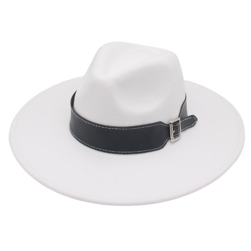 New Black Belt, Large Brim, High-End Clothing With Wholesale Men'S And Women'S Felt Woolen Top Hats