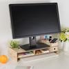 Wood Monitor Stand Drawers Computer Laptop Printer Riser Desk Rice White