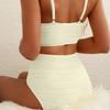 2-Piece Split Swimsuit Women's Hollow Textured Fabric Slim Sexy Pit Strip Metal Decorative Women's Swimsuit Cover