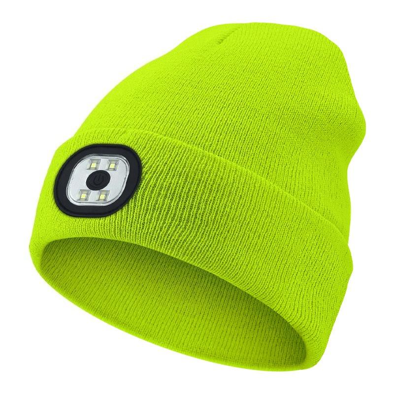 Multifunctional LED Beanie Hat USB Rechargeable Headlight for Winter Outdoor Activities Night Running Safety Light