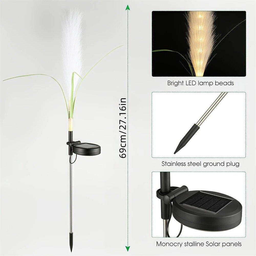1PC LED Solar Reed Garden Lights Outdoor Lawn Lamps,Ideal Atmosphere Decoration Landscape Lighting For Garden,Lawn,Yard,Pathway