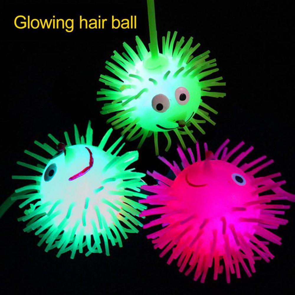 Elastic Toy Rubber Toy Glowing Hair Flash Ball Elastic Glow Hair Ball Vent Ball LED Light Up Toy