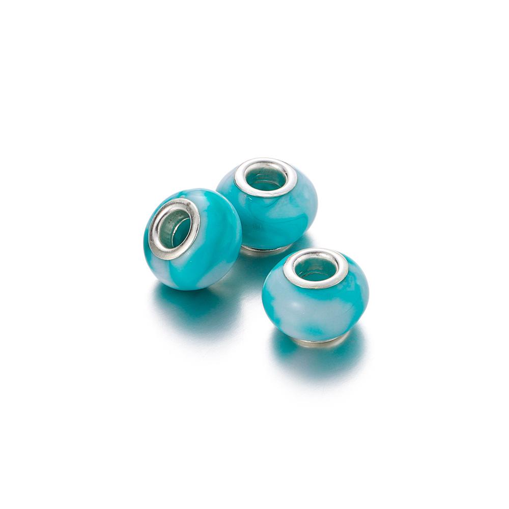 5Pcs 9-14mm Big Hole Halo Dyein Round Plastic Acrylic ABS Lmitation Pearl Beads Charm Loose Counter Jewelry Findings Making