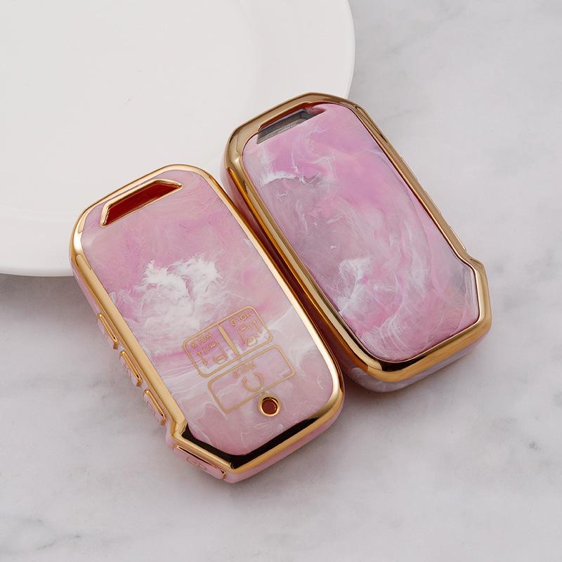 Kia K3 Car Key Case: Compatible with K2, KX3, KX5, Sportage, Soul, and Forte - Gem Pattern Shell with Buckle