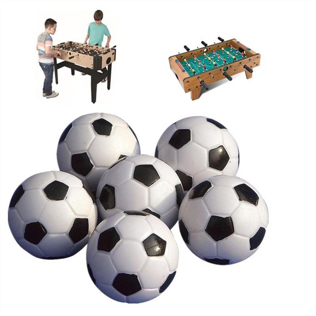 6Pcs 32mm Mini Black + White Plastic Table Football Balls Games Toy Accessories