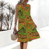 Plus Size V Neck Sleeveless Dress Natural Field Flower Print For Outdoor Picnic