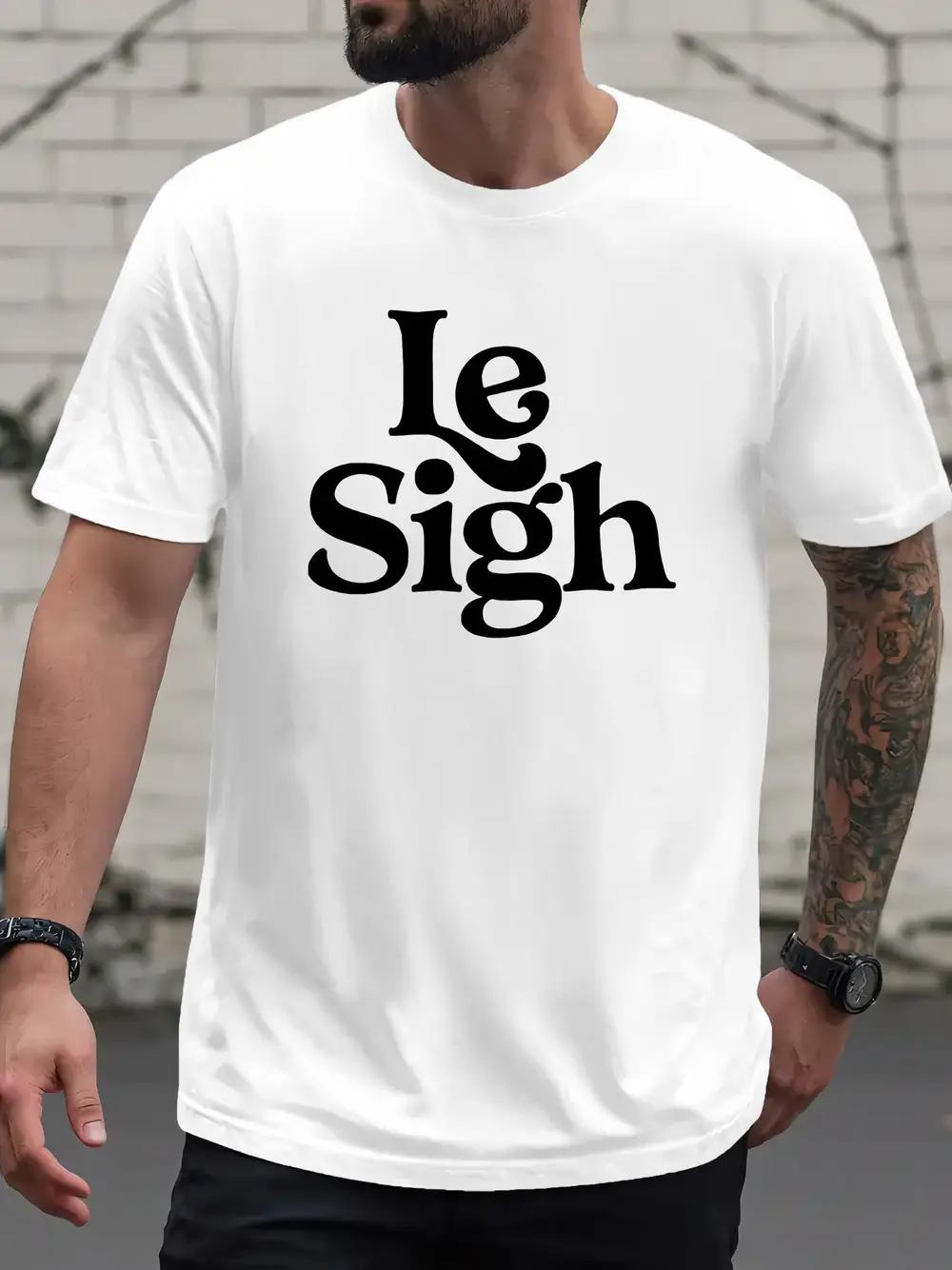 Le Sigh  Artistic Font Print T-shirt - Casual Crew Neck S