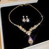 "High-End Luxury Drop Necklace and Earrings Set - European and American Niche Versatile Jewelry"