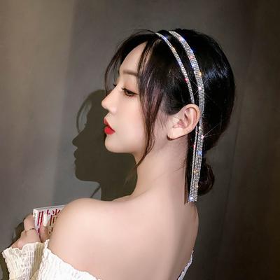 Bling  Hairbands Women Long Tassel Bow Band Headband Wedding Hair Band
