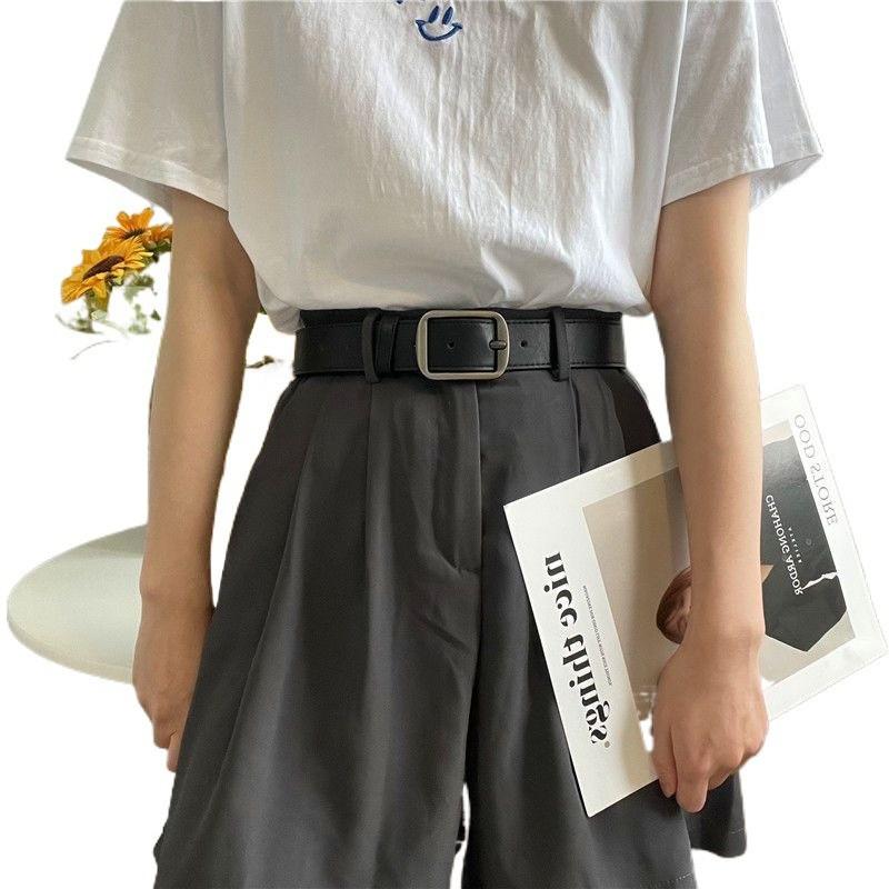 Korean Style Trendy Retro Belt With Square Buckle For Youth Perfect For Jeans And Casual Wear
