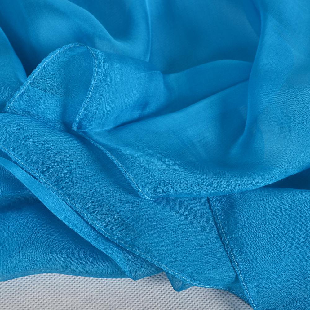 [BYSIFA] Peacock Blue Winter 100% Mulberry Silk Long Scarves Wraps Female Fashion Large Scarf Shawl Spring Fall Silk Scarf Cape