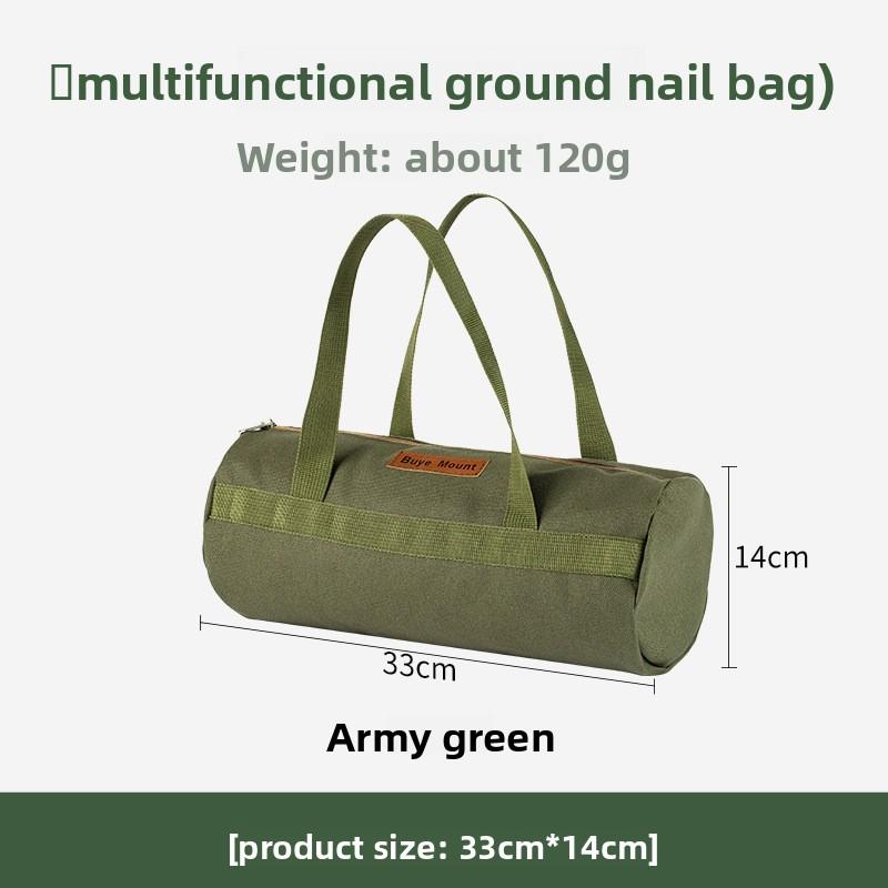 Outdoor Camping Cylindrical Large Capacity Canvas Storage And Organizing Bag Tent Accessories Ground Nail Wind Rope Storage Bag
