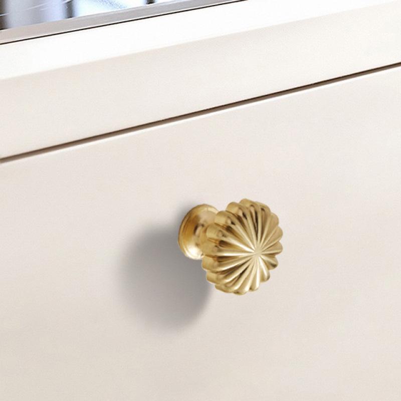 Simplicity, Copper Color, Pumpkin Single Hole Handle In Golden Gray, Light Luxury, Drawer Cabinet Handle, Round, Wardrobe Door Handle