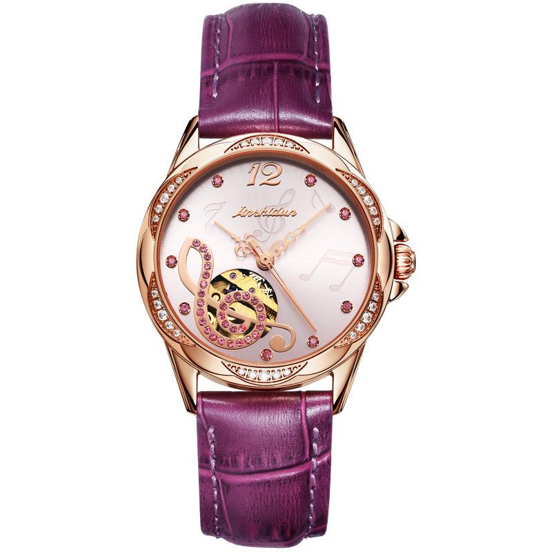 Ruch JINSHIDUN Zegarek marki JinshidUN Wodoodporny stalowy ceramiczny zegarek mechaniczny Zegarek damski Zegarek damski