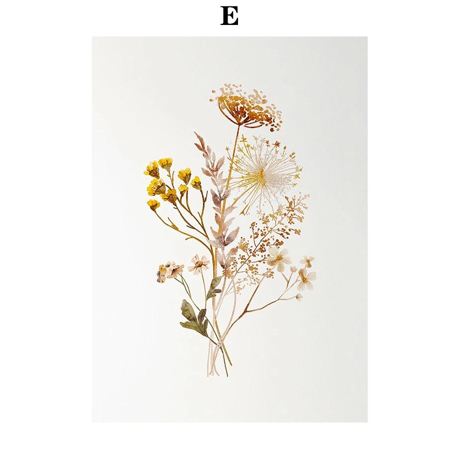Boho Floral Artwork Watercolor Botanical Print Wildflowers Bouquet Wall Art Canvas Painting Nordic Poster Home Living Room Decor