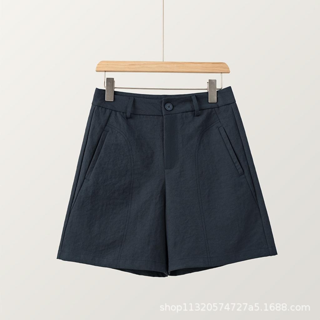 Women's High Waist Wide Leg Shorts Solid Color Casual Summer Bermuda Suit Pants