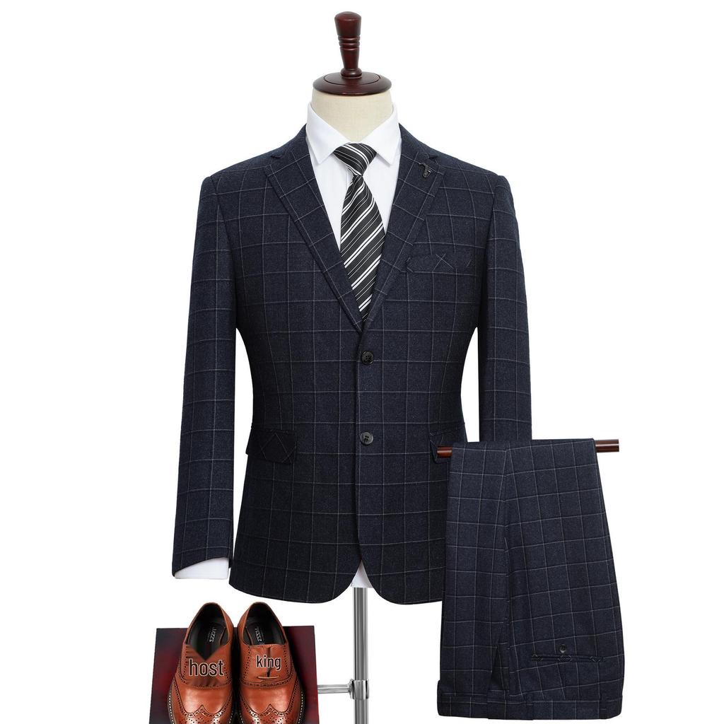 Ensemble de Costume à Carreaux Grande Taille pour Homme pour Mariages et Événements Décontractés