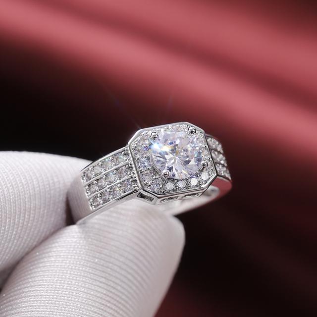 New High-quality Silver Plated Women Wedding Engagement Rings with Brilliant Cubic Zirconia Crystal Bridal Eternity Jewelry