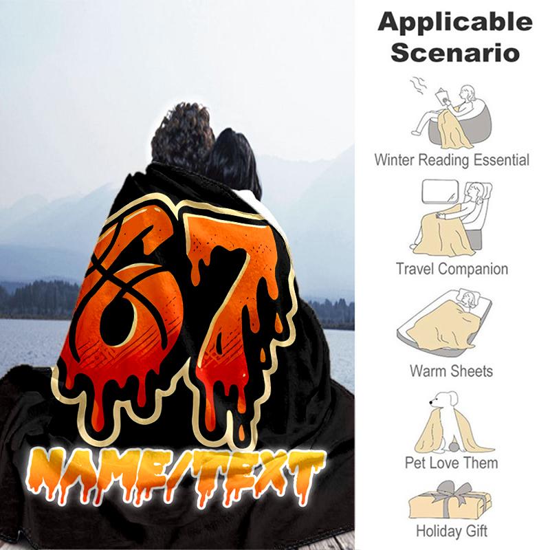 1PC Custom Name "67 Basketball Legend" Flannel Blanket Versatile,all-season Throw Suitable for the Living Room,bedroom,camping,travel,and Gift