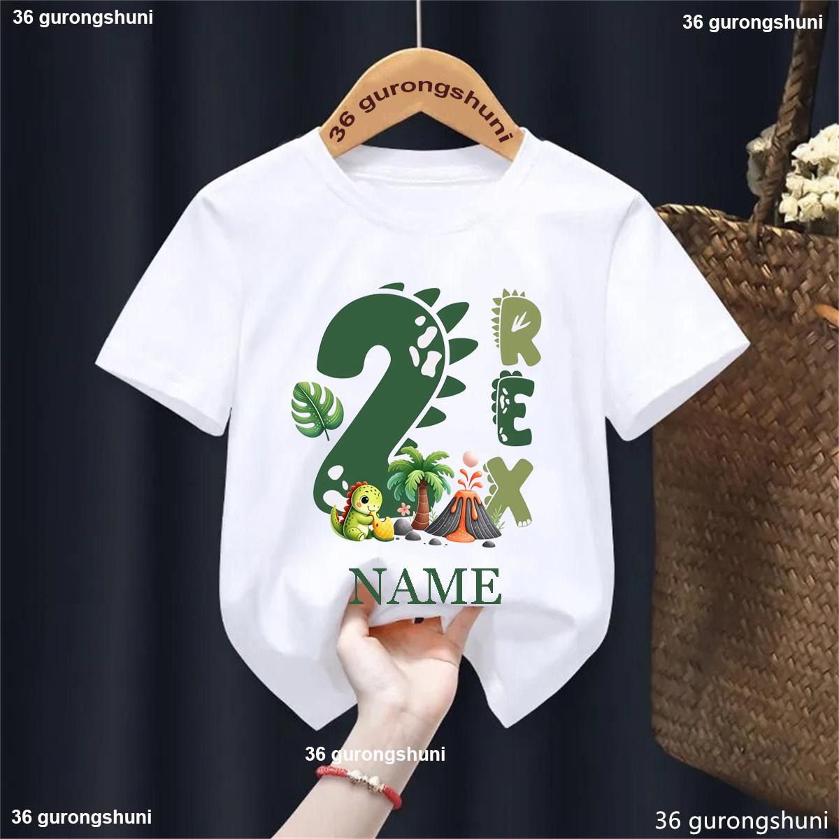 Personalized Name 2YearOld Birthday Boy TShirt TransportationDinosaurThemed 2nd Birthday Party Gift Clothing Summer Tshirt 100