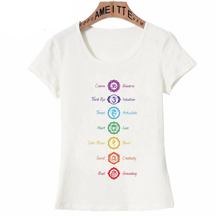 7 Chakra Symbols Print T Shirt Summer Fashion Women Short Sleeve Cute Girl Casual Tops Funny