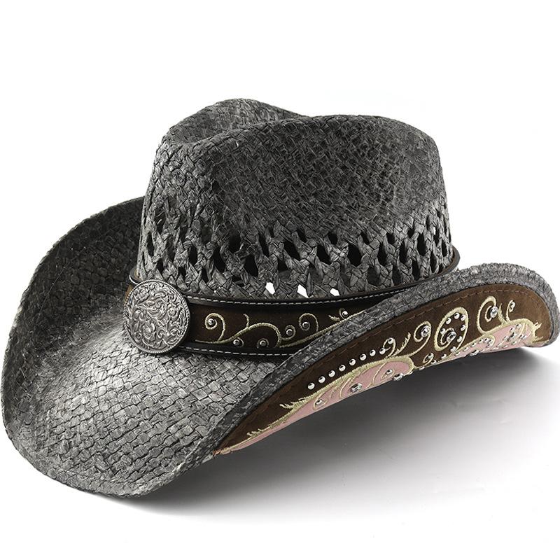 Reiter-Jazzhut, Sonnenschutz breiter Rand Western-Cowboyhut, Herren- und Damen-Neuer Europäischer und Amerikanischer verdrehter Rand Britischer Sonnenschutz Sonnenhut Zylinderhut M（56-58cm） schwarz