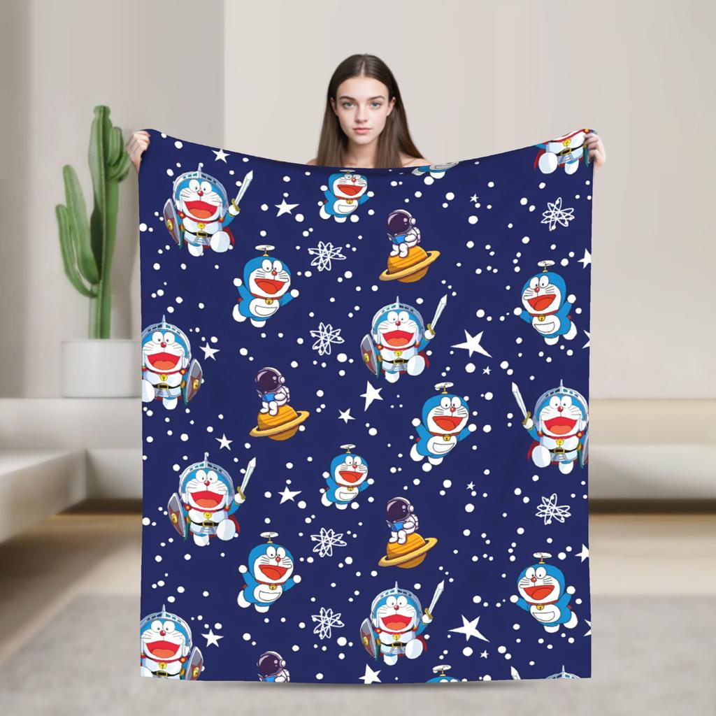 Doraemons Flannel Blanket  Soft Warm Throw Blanket for Home Decor Travel Funny Bedspread Sofa Bed Cover