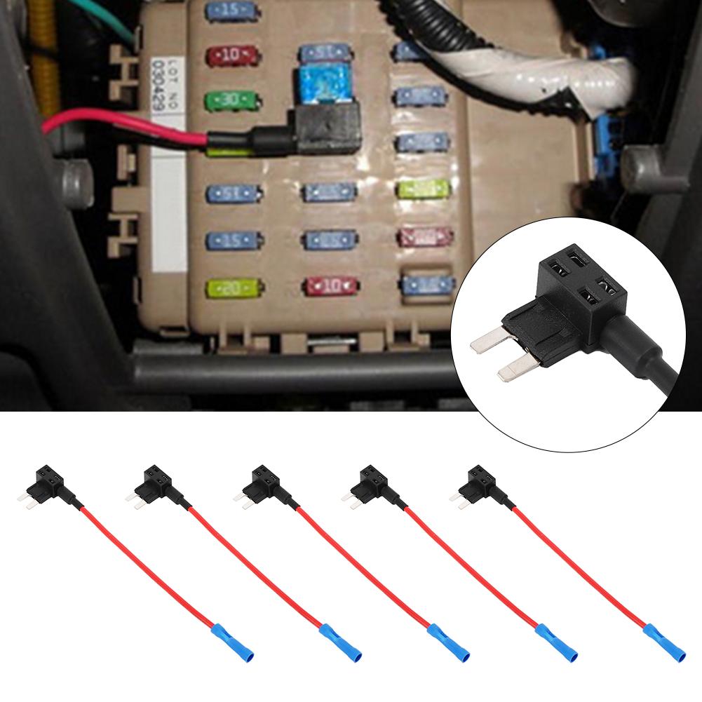 5Pcs Car Additional Circuit Mini Standard Blade Fuse Box Block Holder Blue Head
