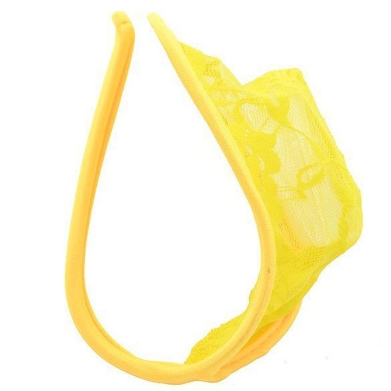 Sexy Thong C-String Intimates Lingerie Sissy Panties for Men Gay Erotic Lace Flower Transparent Sex Underpants Sensual Underwear